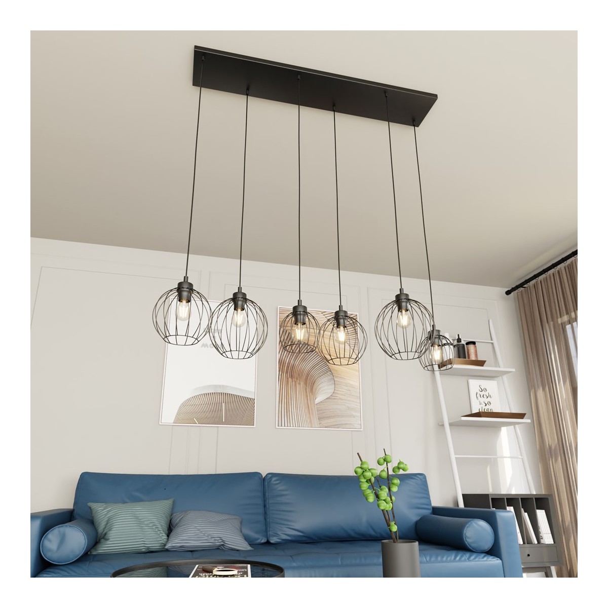 Emibig NANDO 6 BL EM1369/6 kolor czarny z kategorii lampy wiszące