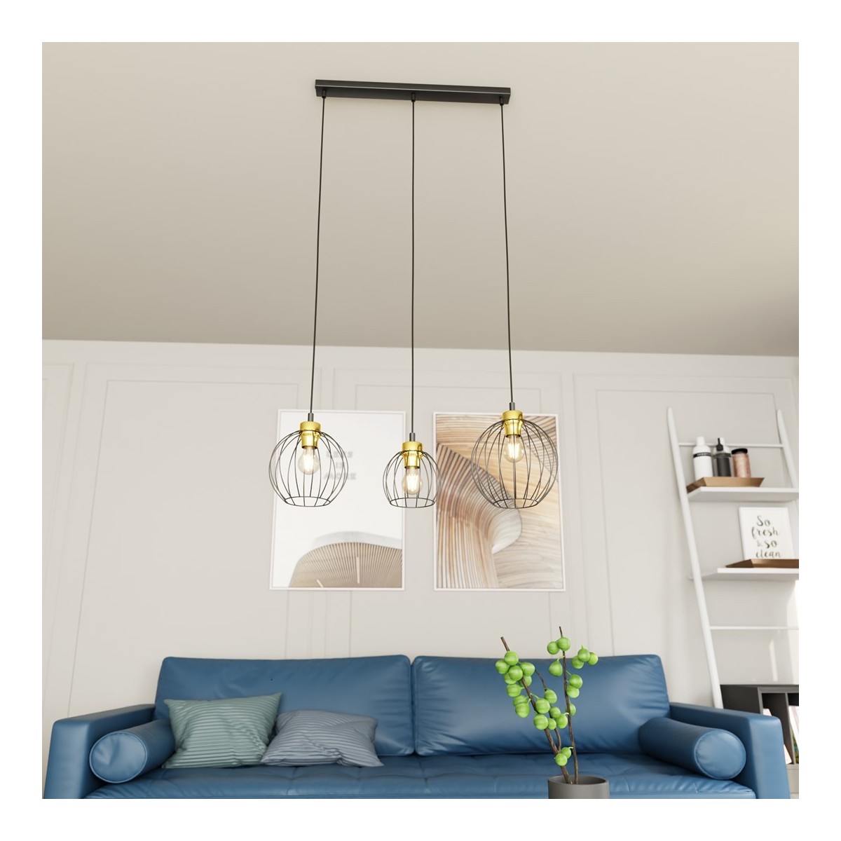 Emibig NANDO 3 BL GOLD EM1368/3 kolor złoty z kategorii lampy wiszące