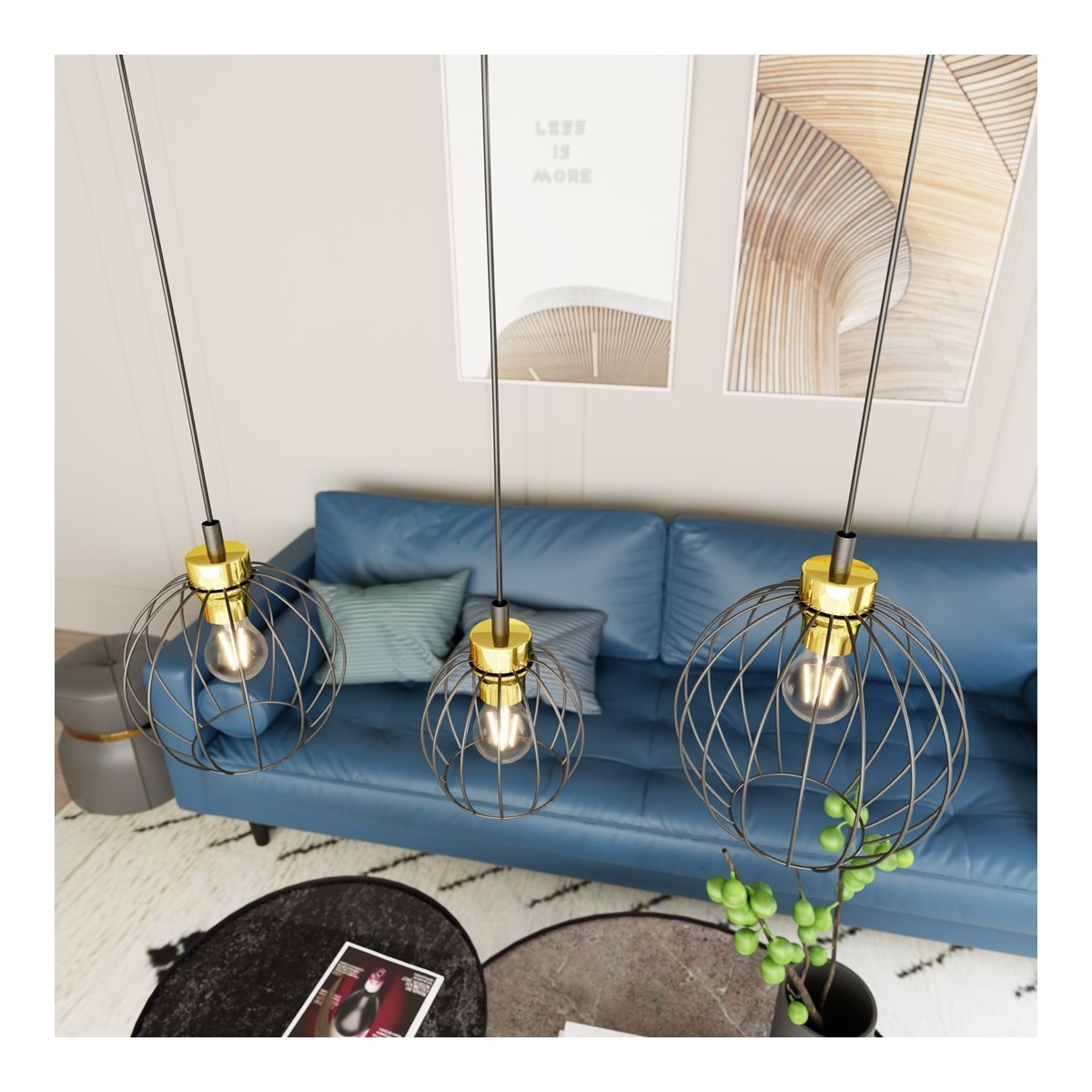 Emibig NANDO 3 BL GOLD EM1368/3 kolor złoty z kategorii lampy wiszące