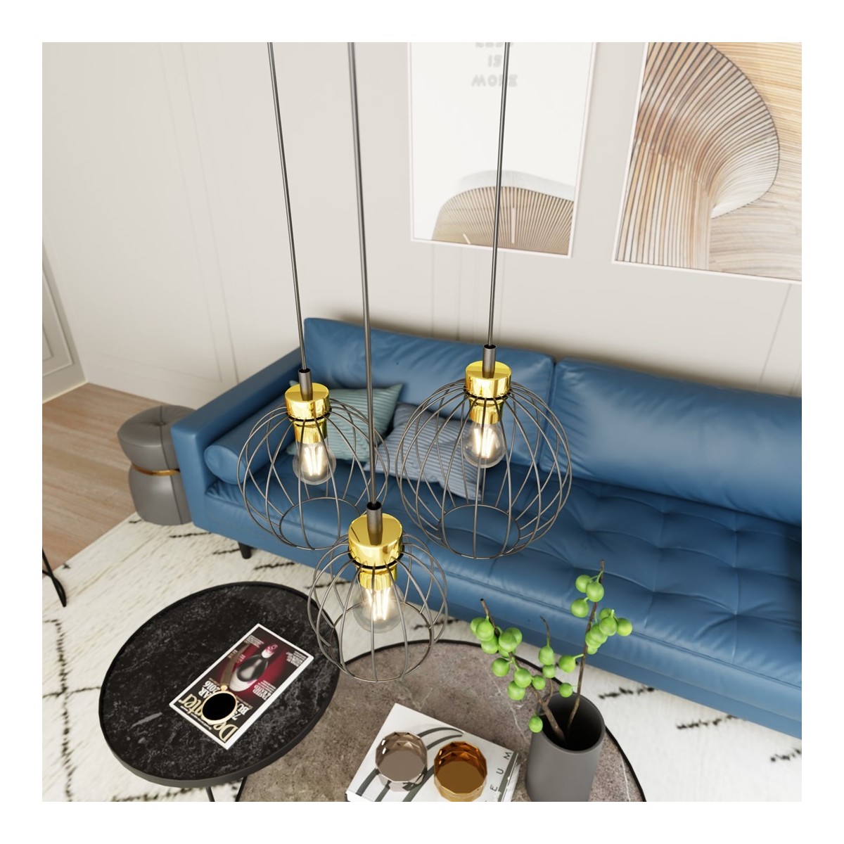 Emibig NANDO 3PREM BL GOLD EM1368/3PREM kolor złoty z kategorii lampy wiszące