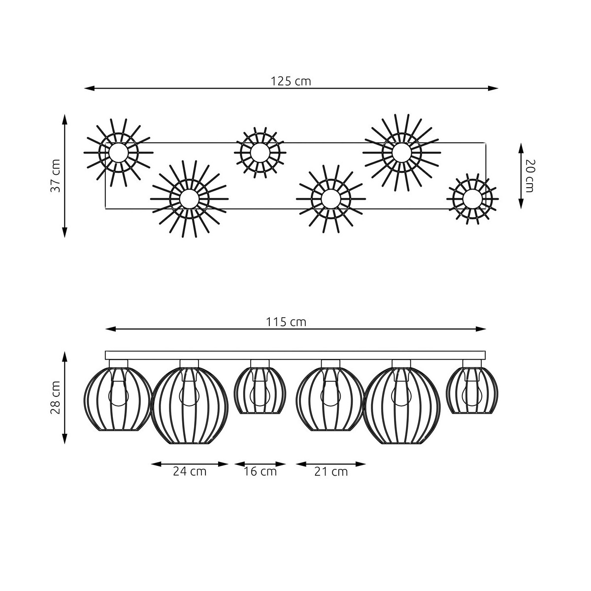 Emibig NEST 6 BL EM1371/6 kolor czarny z kategorii lampy sufitowe