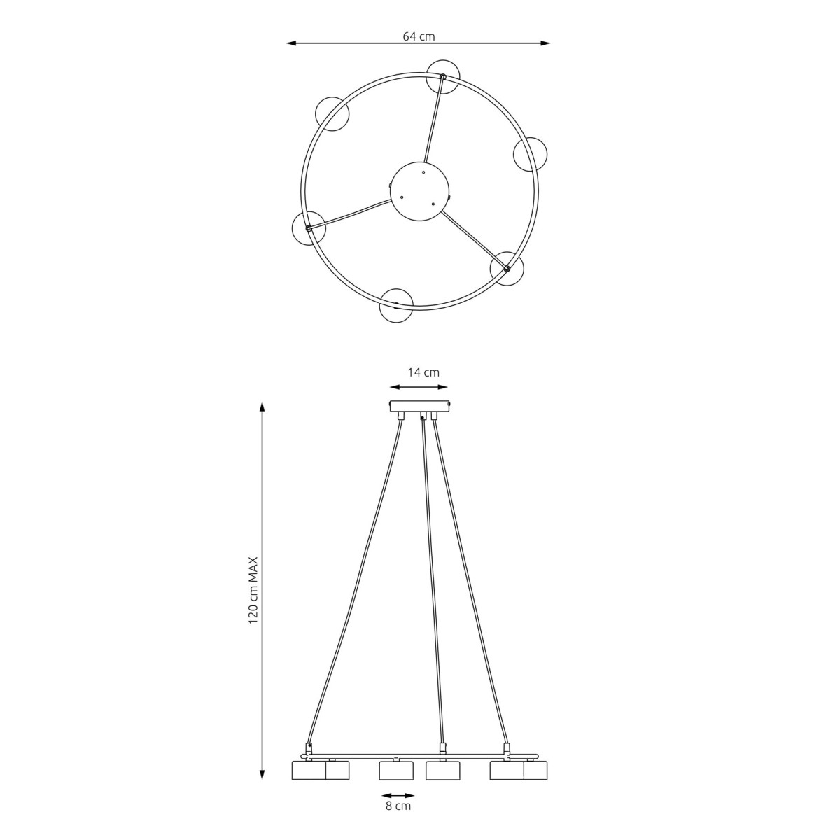Emibig STARLIT 6 BL EM1372/6 kolor czarny z kategorii lampy wiszące