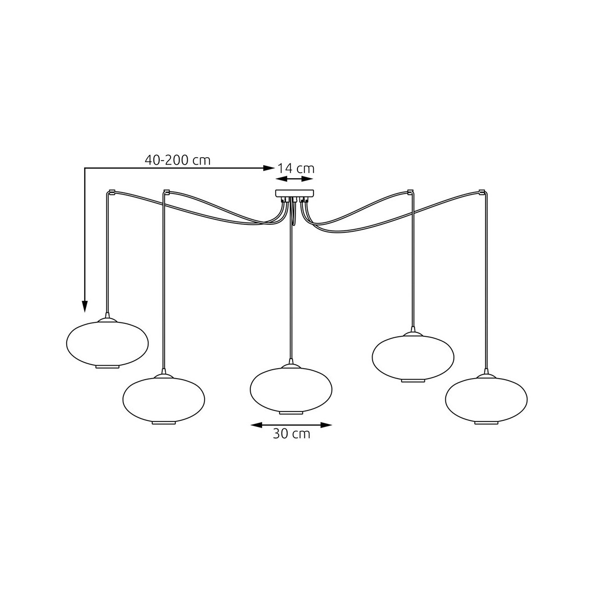 Emibig ORIGO 5 BL OPAL EM1374/5 kolor czarny z kategorii lampy wiszące