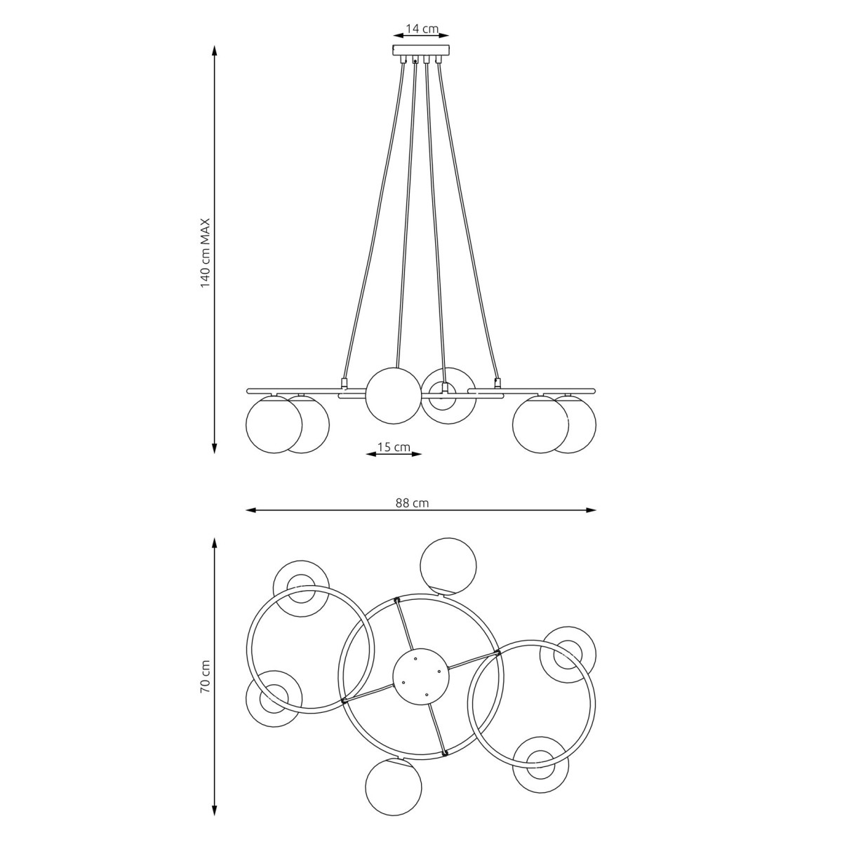 Emibig LIBRA 6 BL OPAL EM1379/6 kolor czarny z kategorii lampy sufitowe