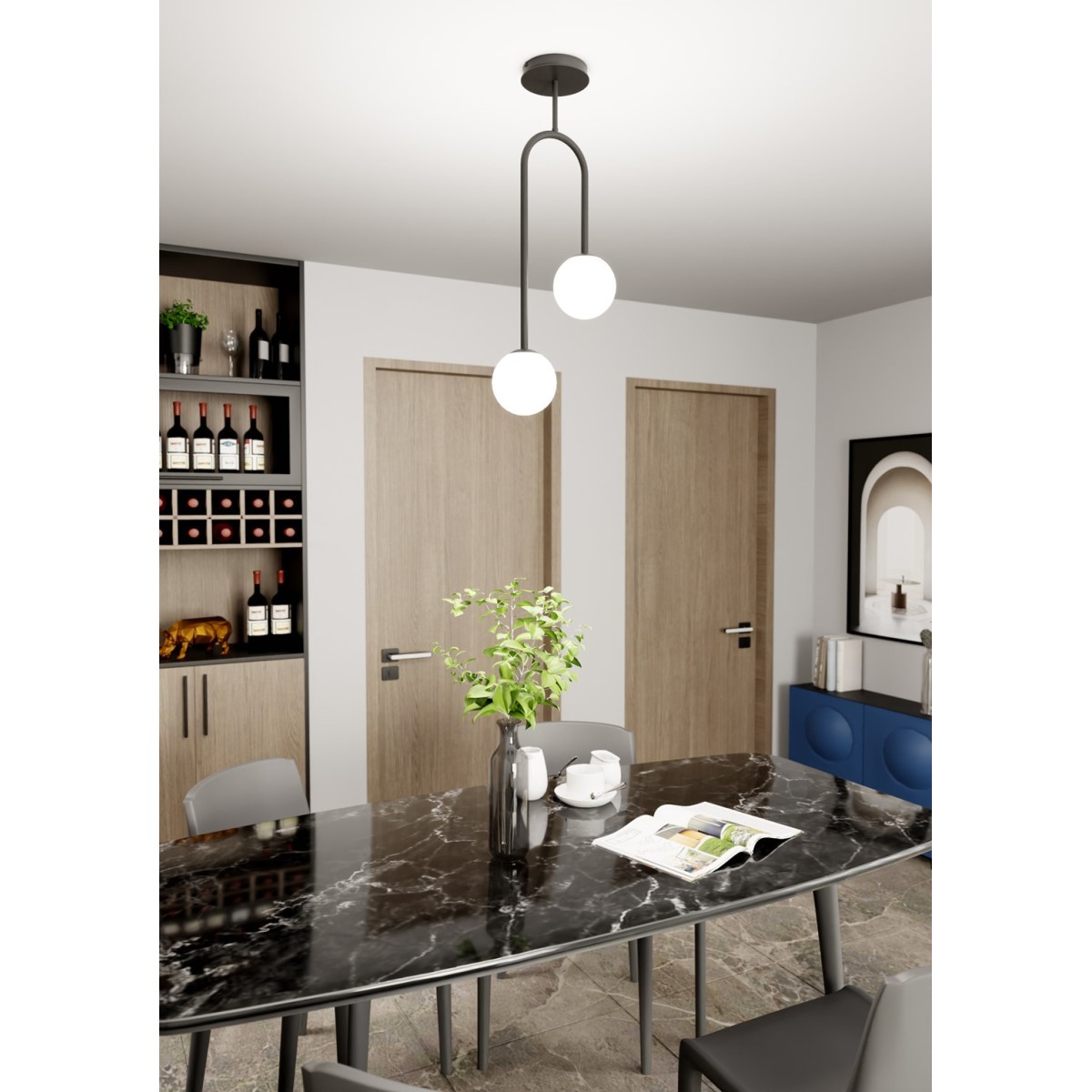 Emibig ATRIA 2 BL OPAL EM1383/2 kolor czarny z kategorii lampy sufitowe