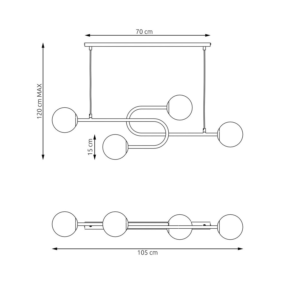 Emibig ATRIA 4 BL OPAL EM1383/4 kolor czarny z kategorii lampy sufitowe