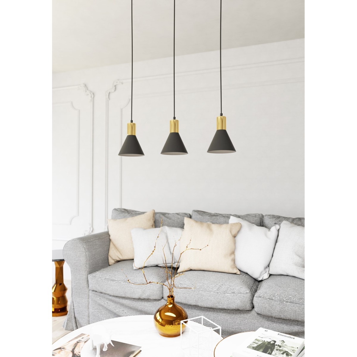 Emibig ROSA 3 BL EM1388/3 kolor czarny z kategorii lampy wiszące