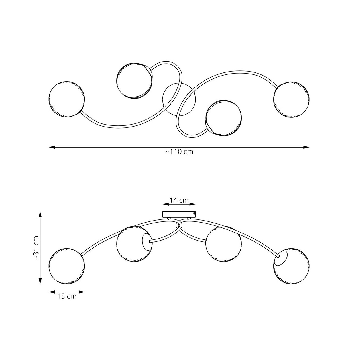 Emibig VIBRA 4 BL OPAL EM1398/4 kolor czarny z kategorii lampy sufitowe