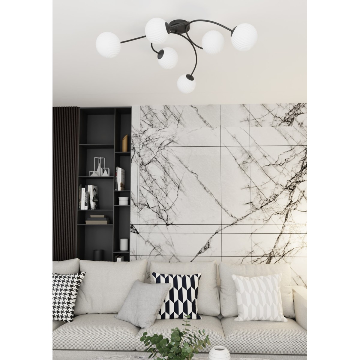 Emibig VIBRA 6 BL OPAL EM1398/6 kolor czarny z kategorii lampy sufitowe