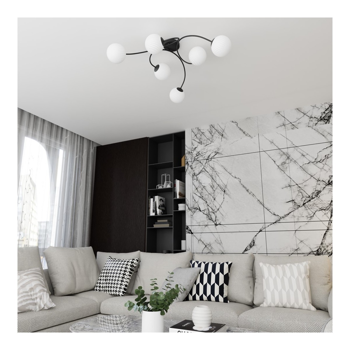 Emibig VIBRA 6 BL OPAL EM1398/6 kolor czarny z kategorii lampy sufitowe