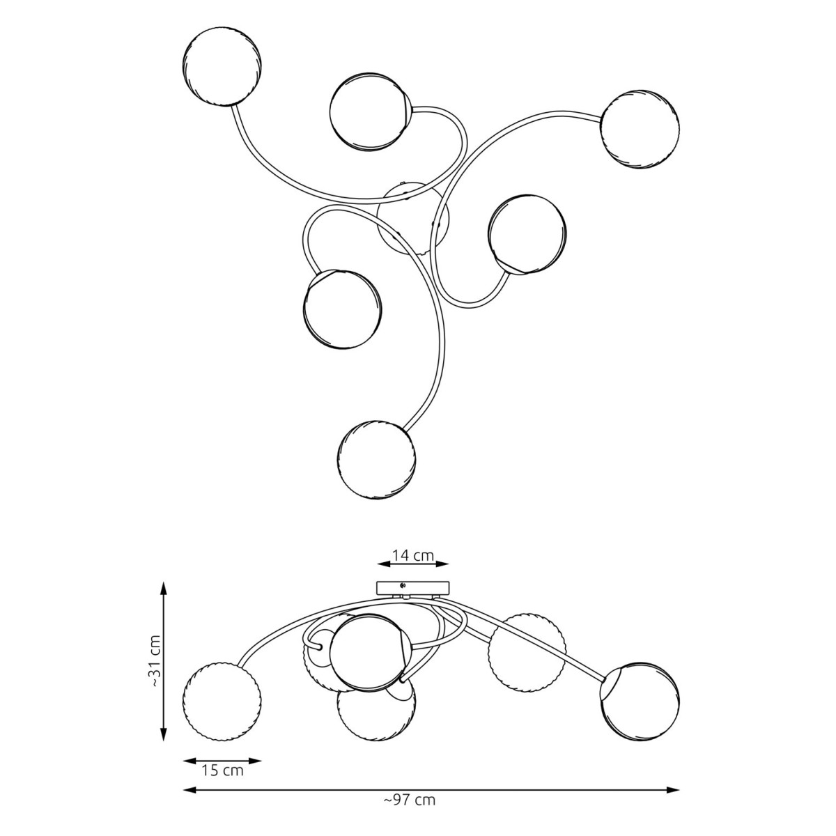 Emibig VIBRA 6 BL GRAFIT EM1399/6 kolor czarny z kategorii lampy sufitowe