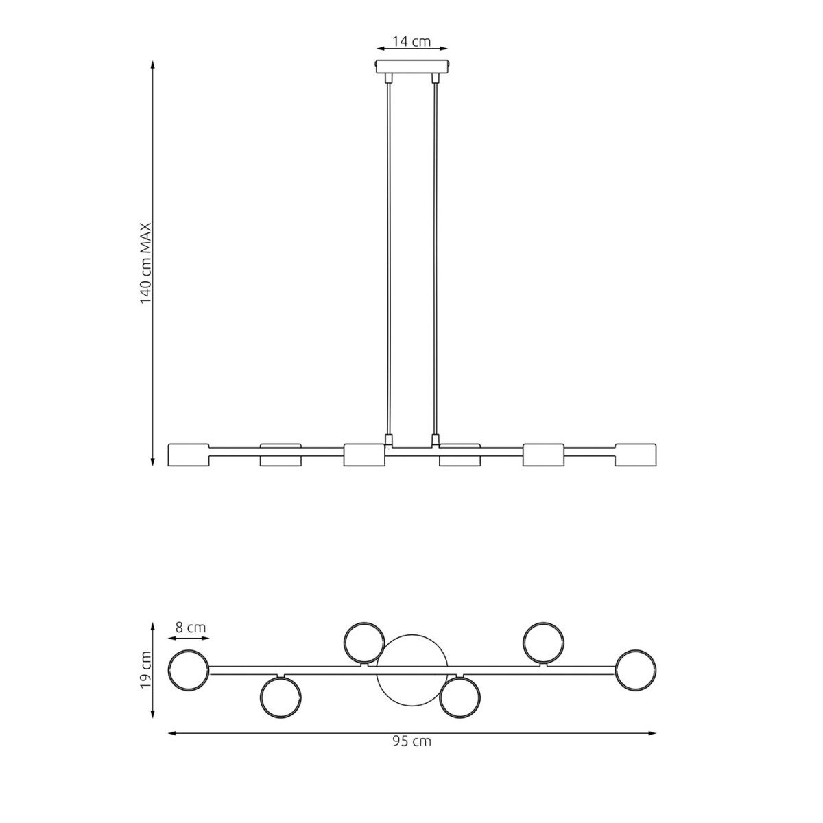 Emibig MEGARA 6 BL EM1439/6 kolor czarny z kategorii lampy wiszące
