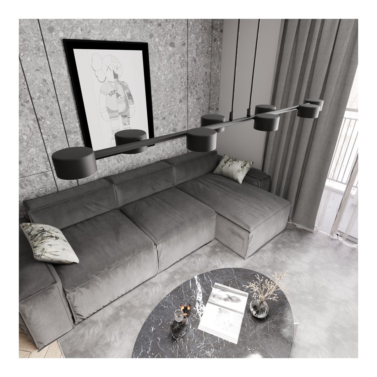 Emibig MEGARA 8 BL EM1439/8 kolor czarny z kategorii lampy wiszące