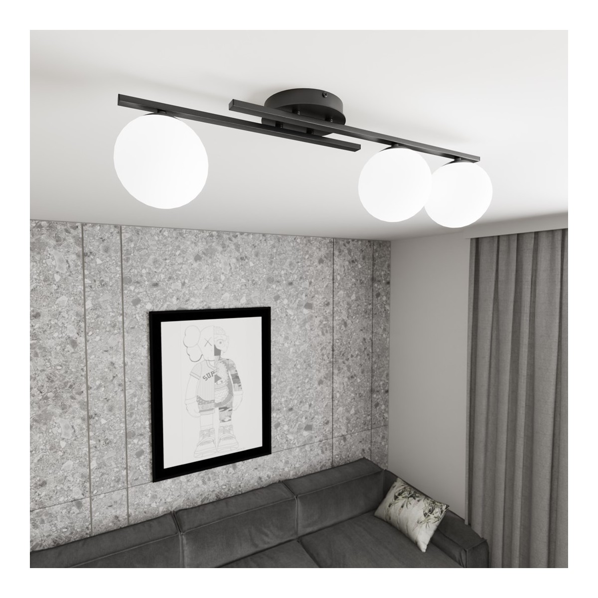 Emibig KAIRO 3 BL OPAL EM1446/3 kolor czarny z kategorii lampy wiszące