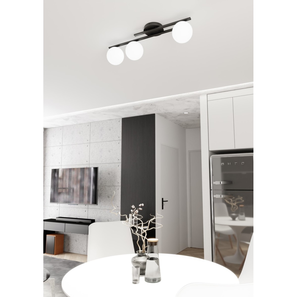 Emibig KAIRO 3 BL OPAL EM1446/3 kolor czarny z kategorii lampy wiszące