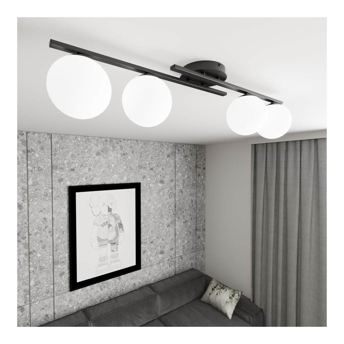 Emibig KAIRO 4 BL OPAL EM1446/4 kolor czarny z kategorii lampy wiszące