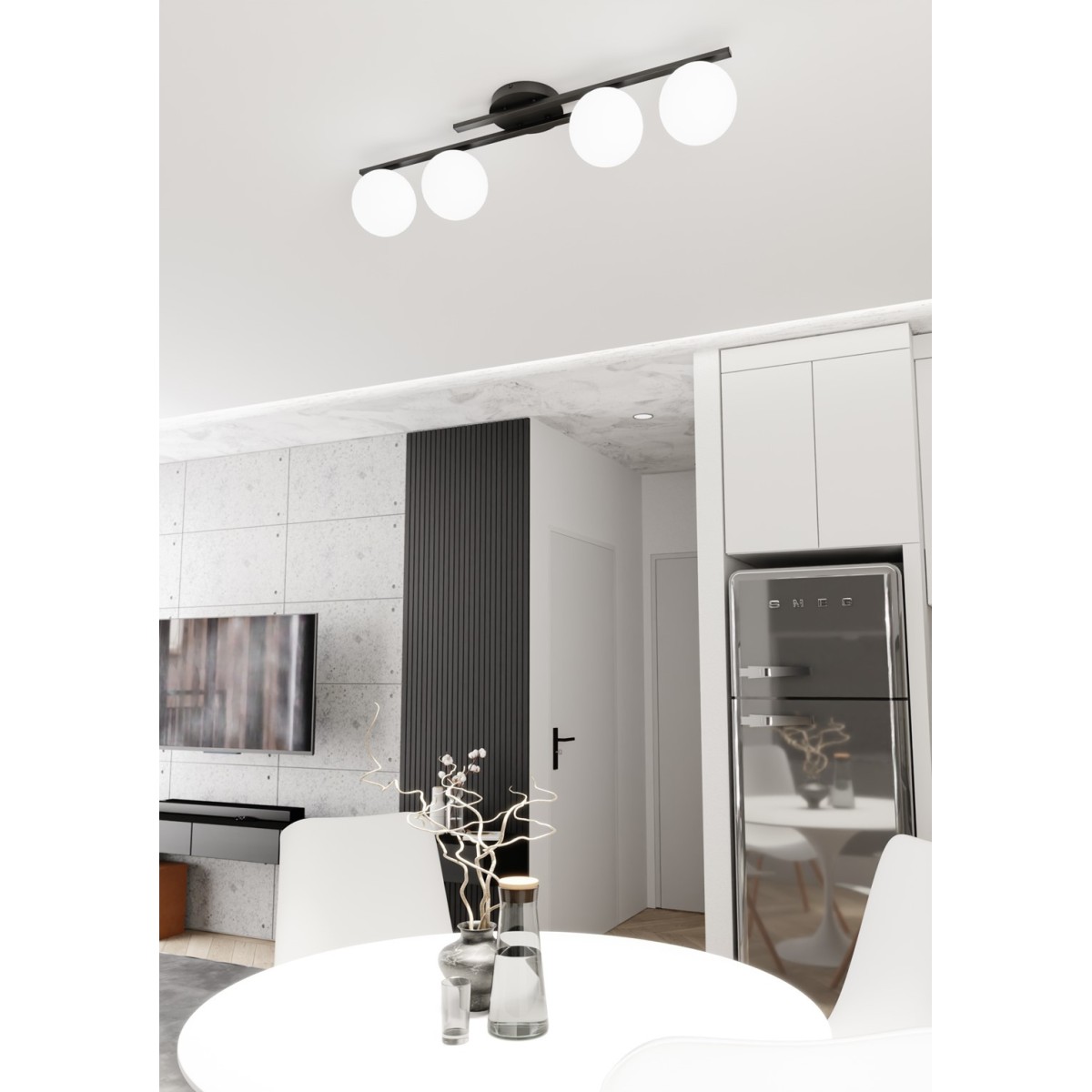 Emibig KAIRO 4 BL OPAL EM1446/4 kolor czarny z kategorii lampy wiszące