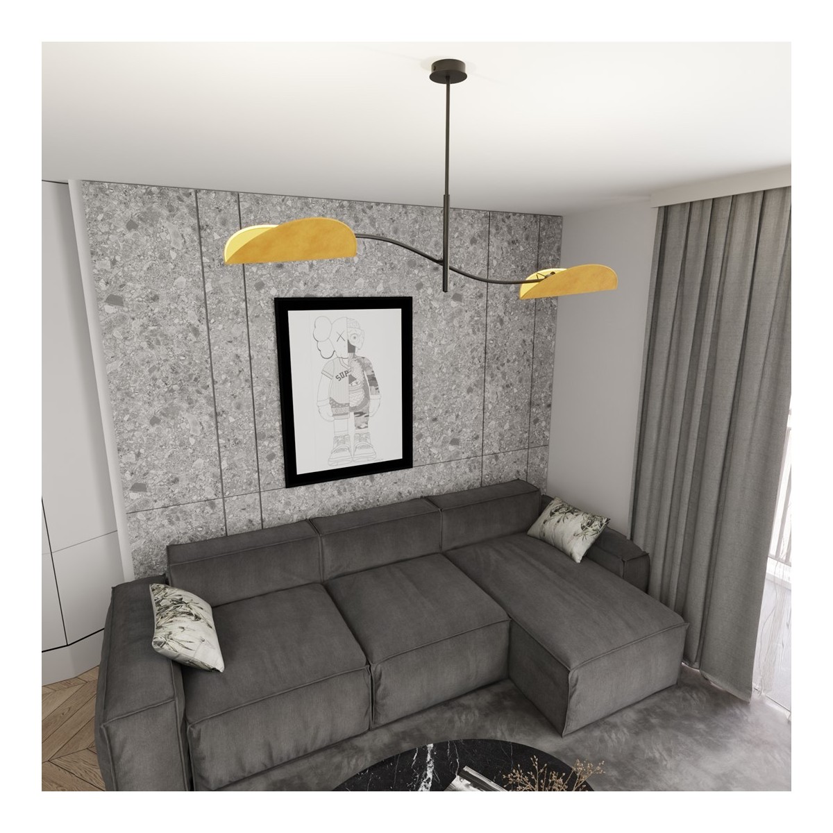 Emibig LOTUS 2 BL MUSTARD EM1460/2 kolor czarny z kategorii lampy sufitowe