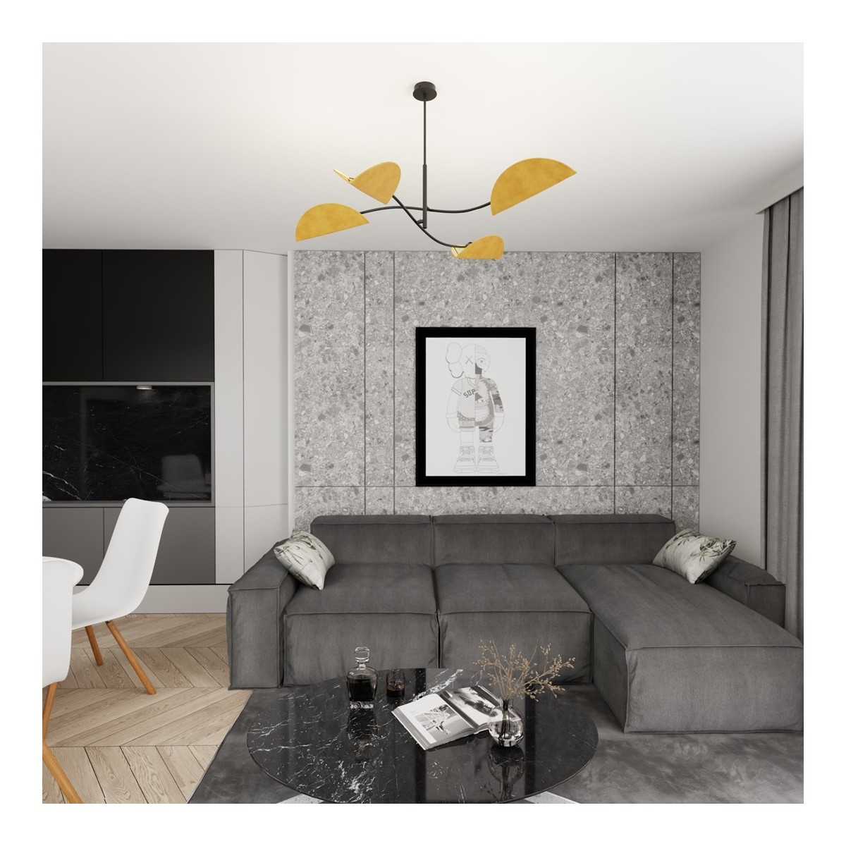 Emibig LOTUS 4 BL MUSTARD EM1460/4 kolor czarny z kategorii lampy sufitowe