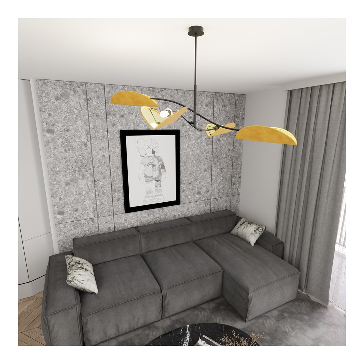 Emibig LOTUS 4 BL MUSTARD EM1460/4 kolor czarny z kategorii lampy sufitowe