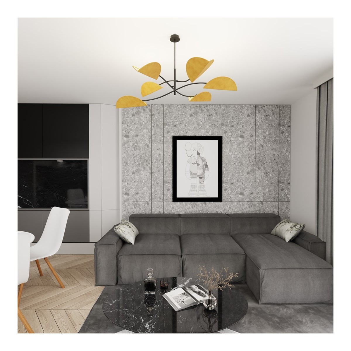 Emibig LOTUS 6 BL MUSTARD EM1460/6 kolor czarny z kategorii lampy sufitowe