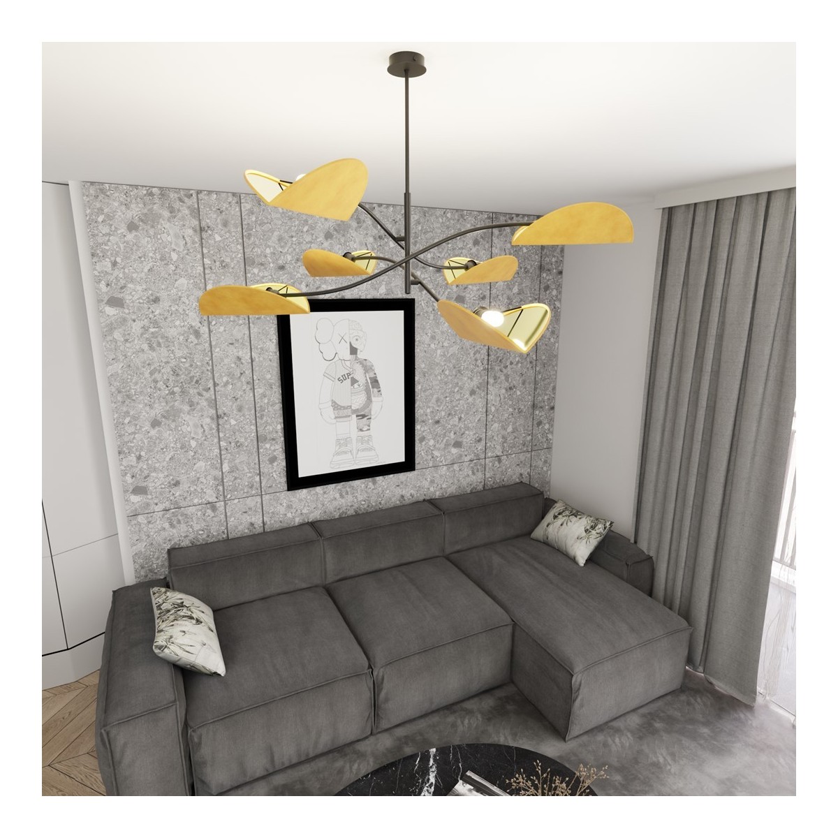 Emibig LOTUS 6 BL MUSTARD EM1460/6 kolor czarny z kategorii lampy sufitowe