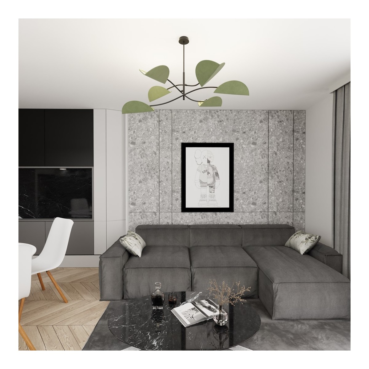 Emibig LOTUS 6 BL GREEN EM1461/6 kolor czarny z kategorii lampy sufitowe