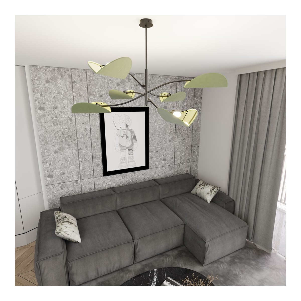 Emibig LOTUS 6 BL GREEN EM1461/6 kolor czarny z kategorii lampy sufitowe