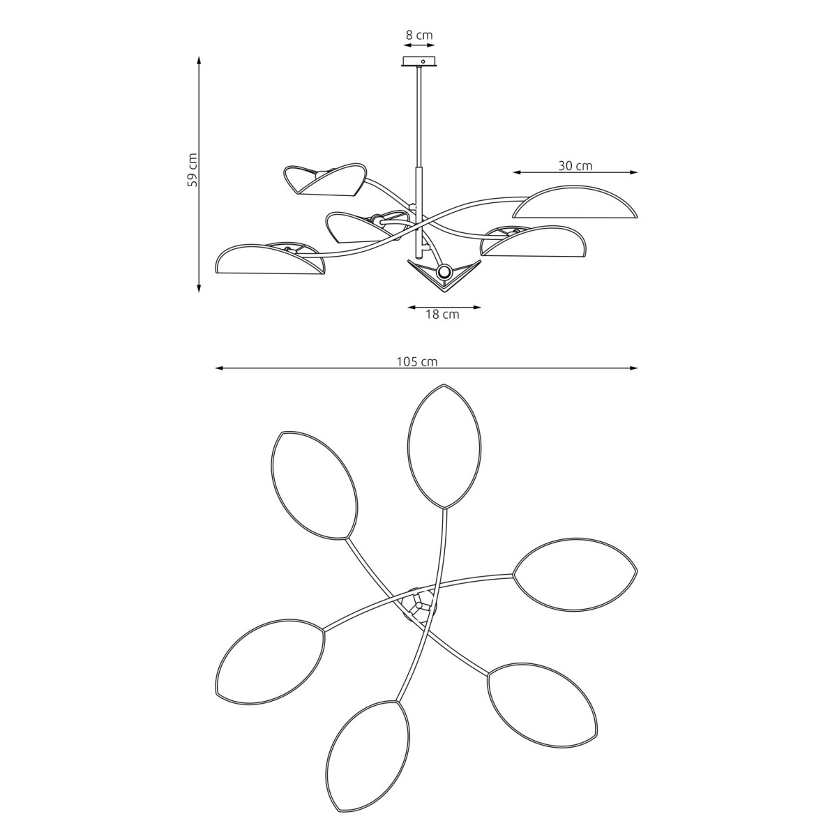 Emibig LOTUS 6 BL GRAY EM1462/6 kolor czarny z kategorii lampy sufitowe
