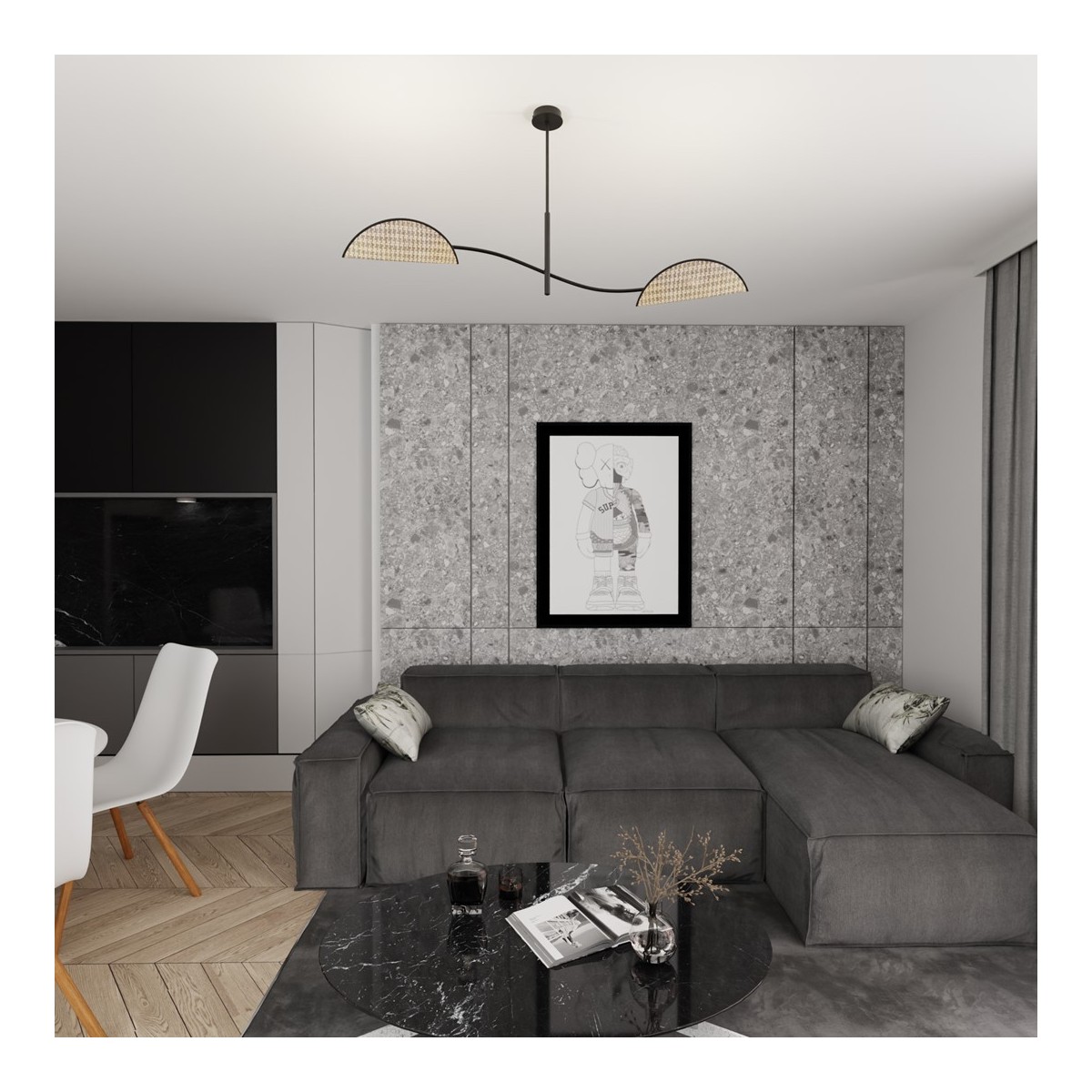 Emibig LOTUS 2 BL NATURAL EM1463/2 kolor czarny z kategorii lampy sufitowe