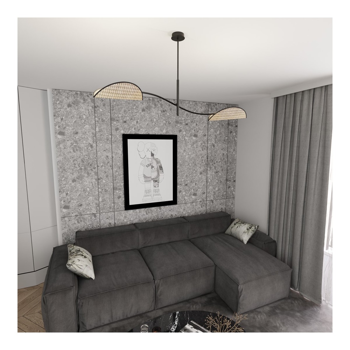 Emibig LOTUS 2 BL NATURAL EM1463/2 kolor czarny z kategorii lampy sufitowe