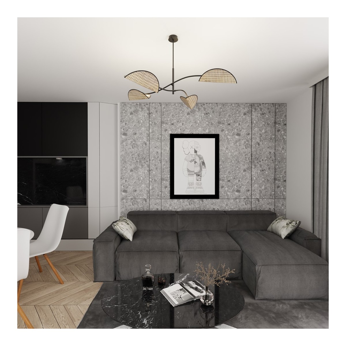 Emibig LOTUS 4 BL NATURAL EM1463/4 kolor czarny z kategorii lampy sufitowe