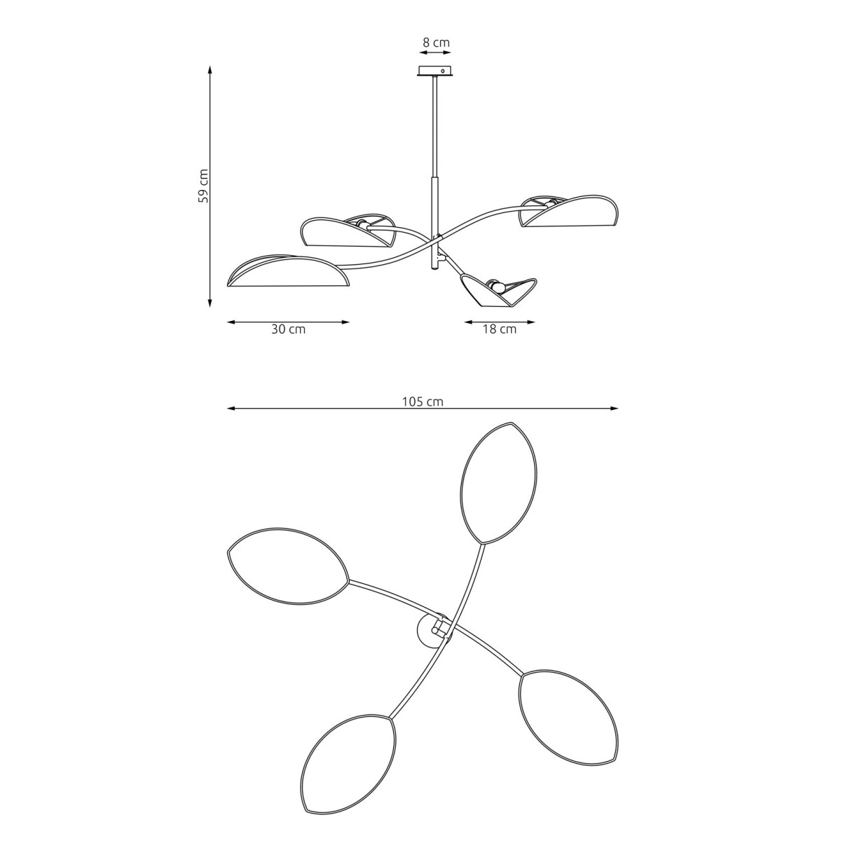 Emibig LOTUS 4 BL NATURAL EM1463/4 kolor czarny z kategorii lampy sufitowe