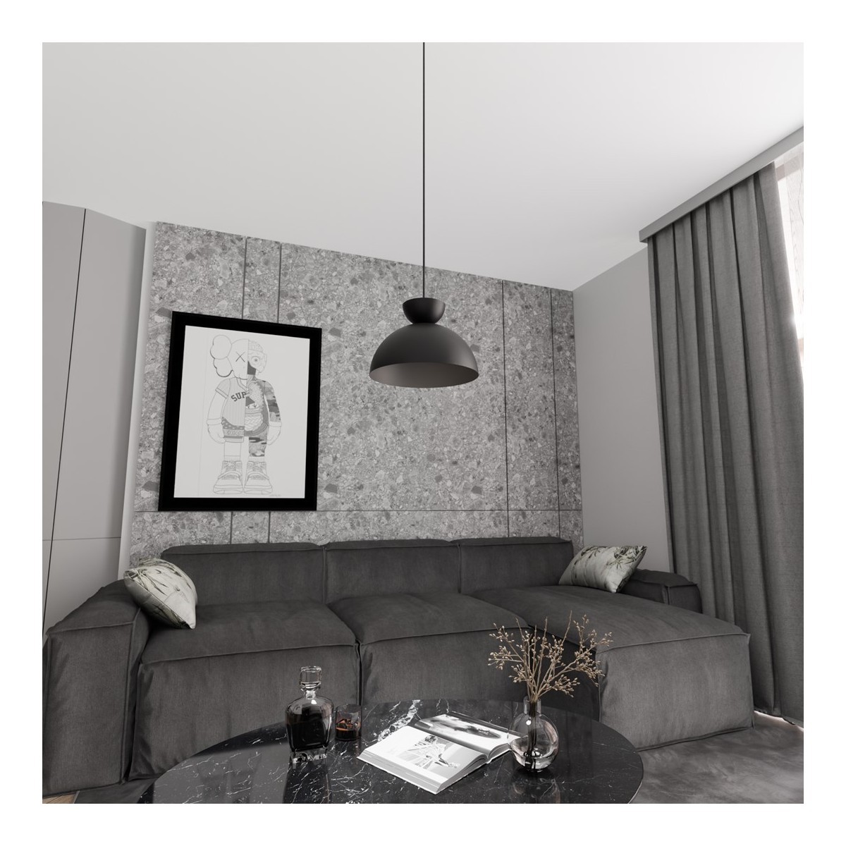 Emibig LUNARO 1S BL BLACK EM1471/1S kolor czarny z kategorii lampy wiszące