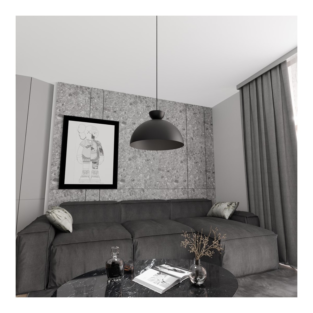 Emibig LUNARO 1L BL BLACK EM1471/1L kolor czarny z kategorii lampy wiszące