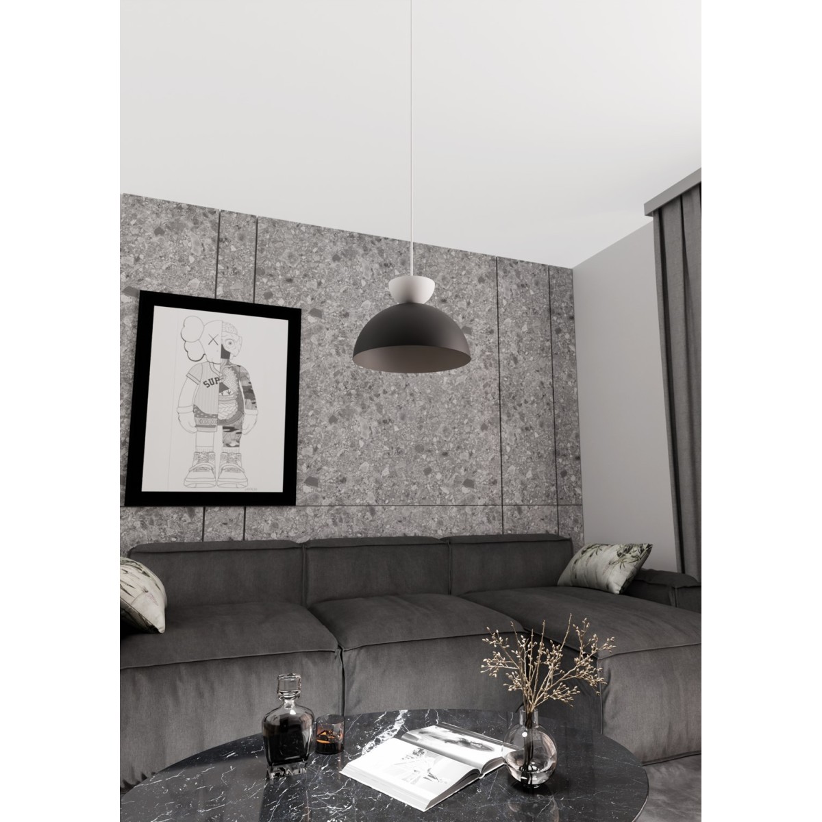 Emibig LUNARO 1S BL BLACK/WHITE EM1472/1S kolor biały z kategorii lampy wiszące