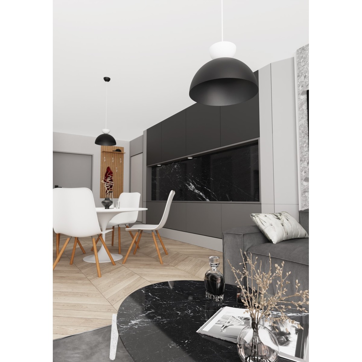 Emibig LUNARO 1S BL BLACK/WHITE EM1472/1S kolor biały z kategorii lampy wiszące