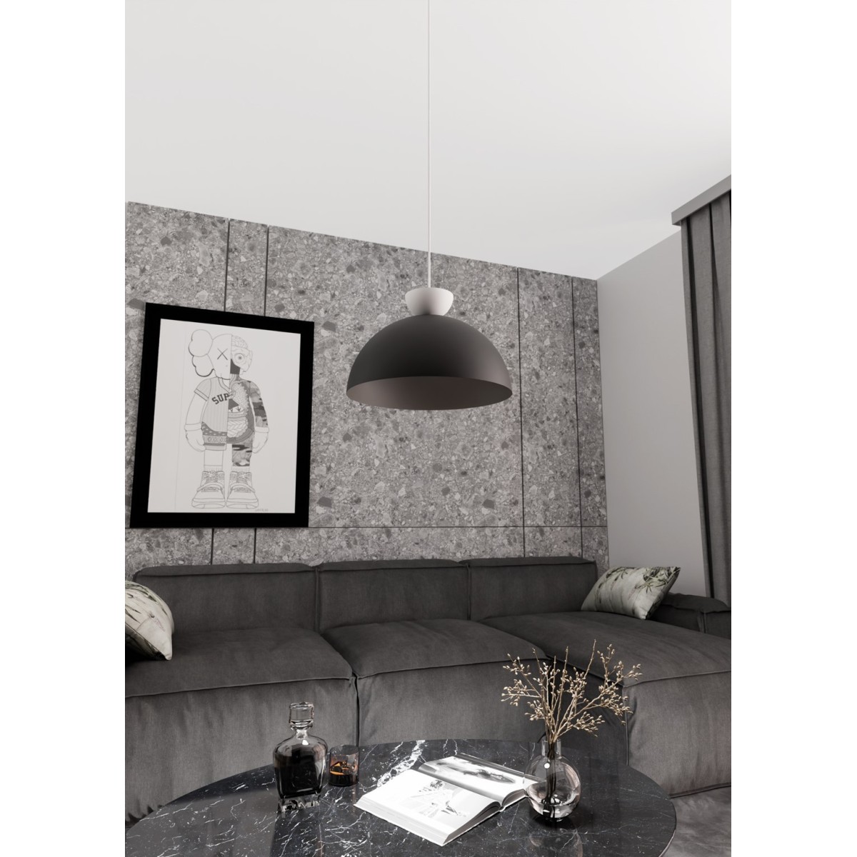 Emibig LUNARO 1L BL BLACK/WHITE EM1472/1L kolor biały z kategorii lampy wiszące