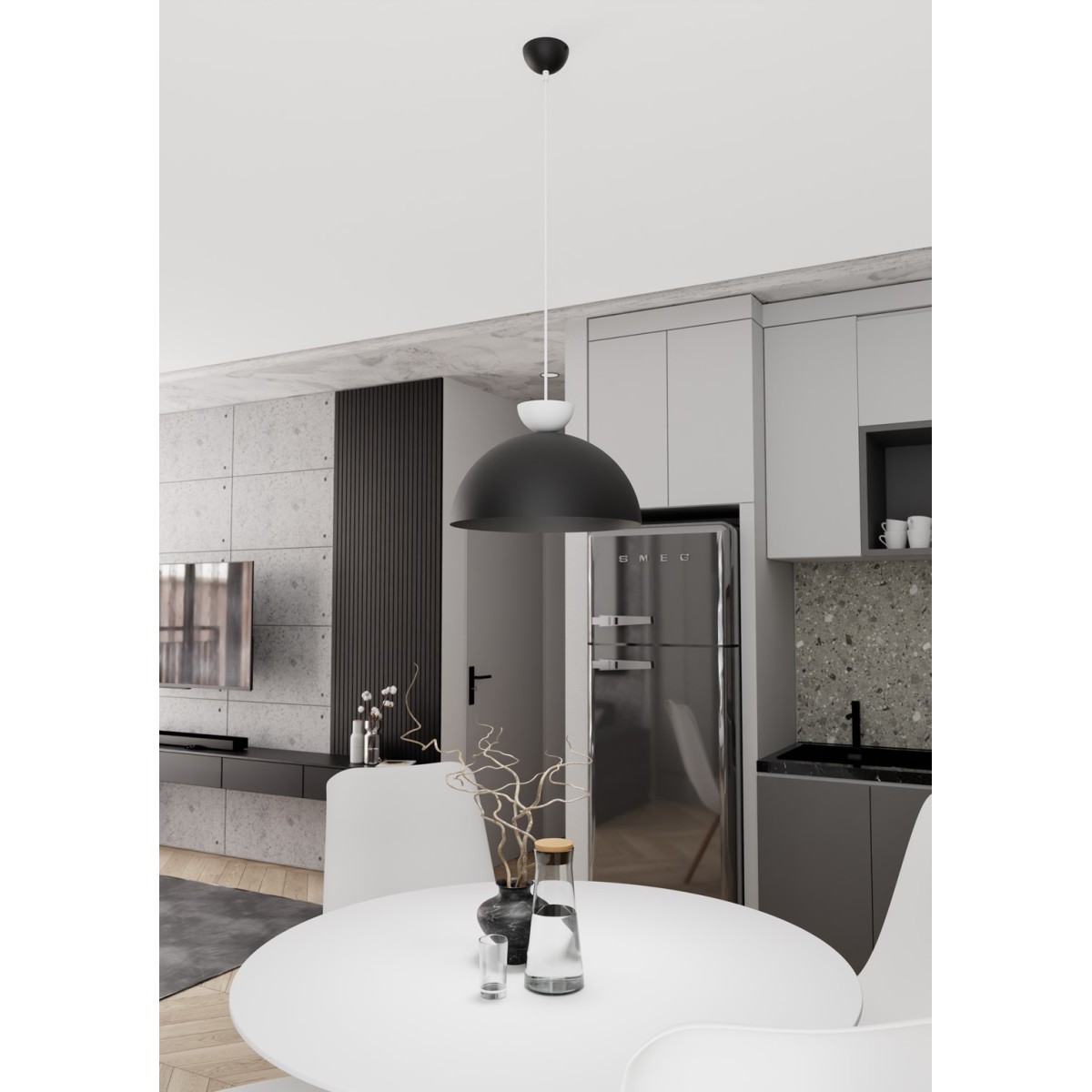 Emibig LUNARO 1L BL BLACK/WHITE EM1472/1L kolor biały z kategorii lampy wiszące