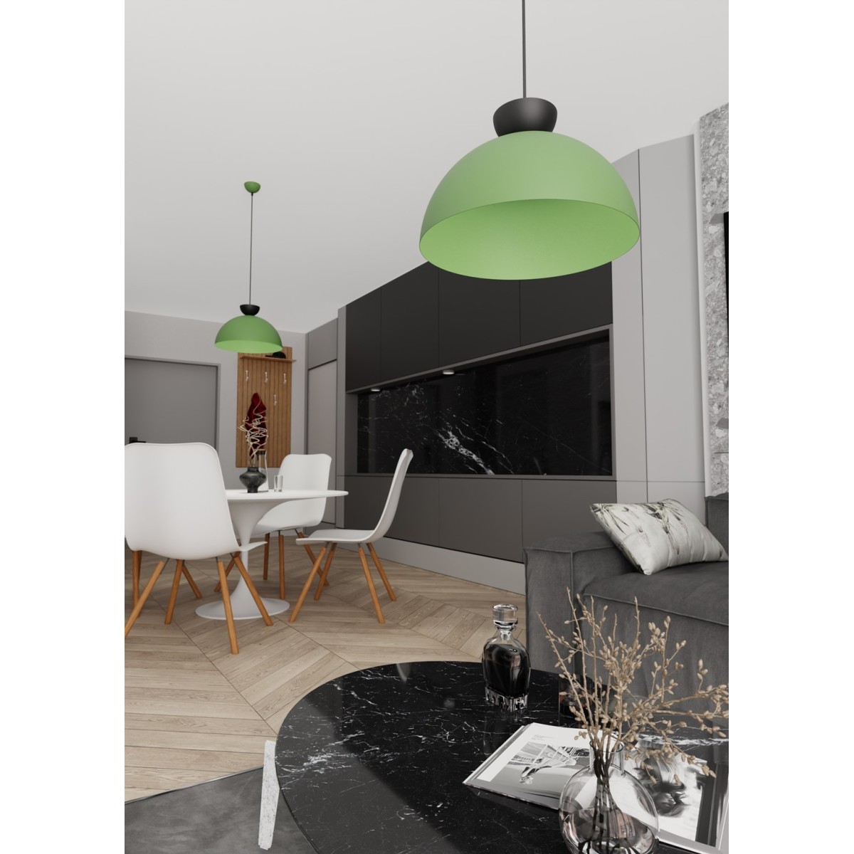 Emibig LUNARO 1L BL GREEN EM1473/1L kolor czarny z kategorii lampy wiszące