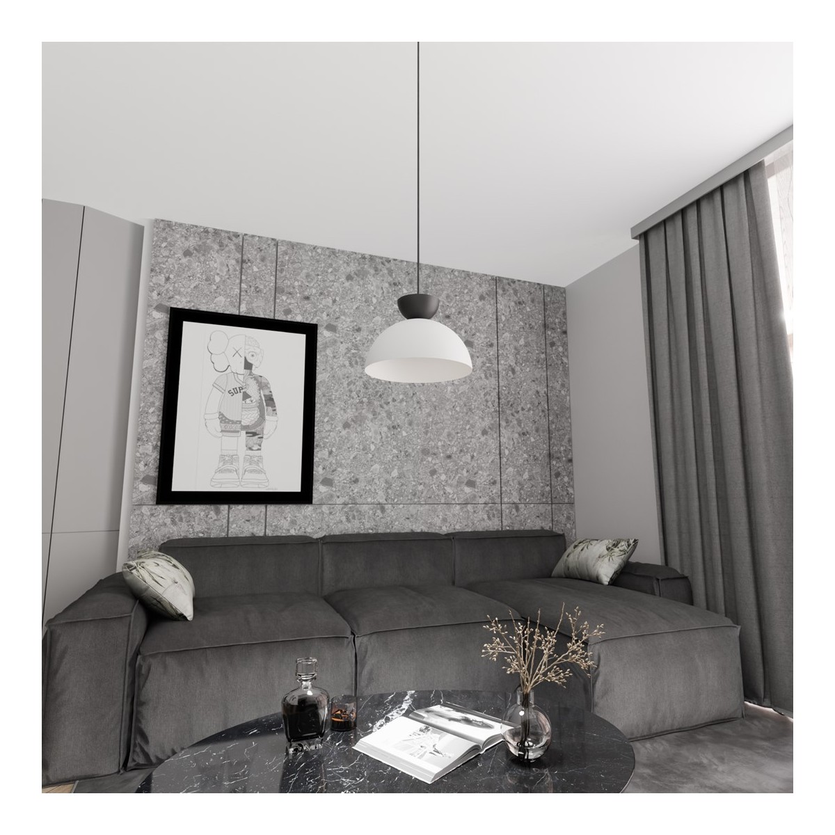 Emibig LUNARO 1S BL WHITE/BLACK EM1475/1S kolor czarny z kategorii lampy wiszące