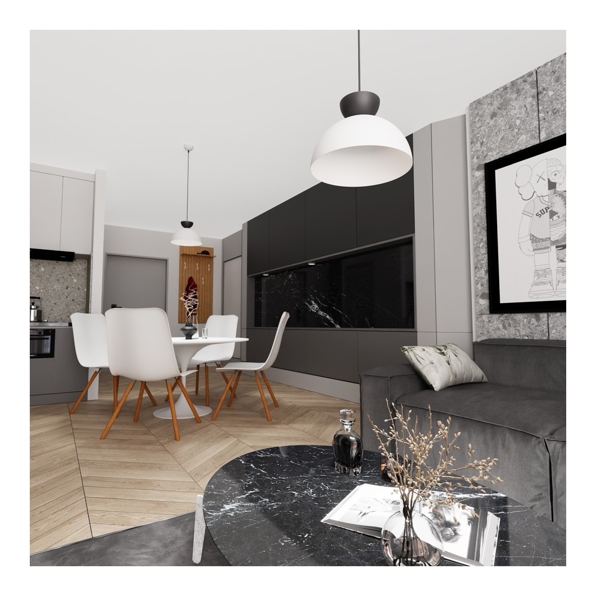 Emibig LUNARO 1S BL WHITE/BLACK EM1475/1S kolor czarny z kategorii lampy wiszące