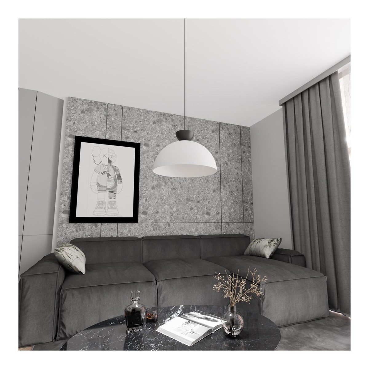 Emibig LUNARO 1L BL WHITE/BLACK EM1475/1L kolor czarny z kategorii lampy wiszące