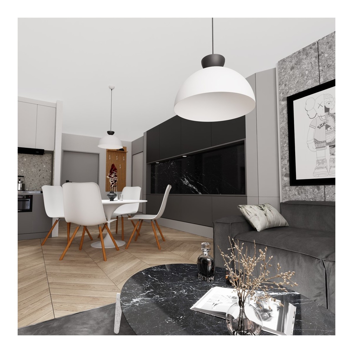 Emibig LUNARO 1L BL WHITE/BLACK EM1475/1L kolor czarny z kategorii lampy wiszące