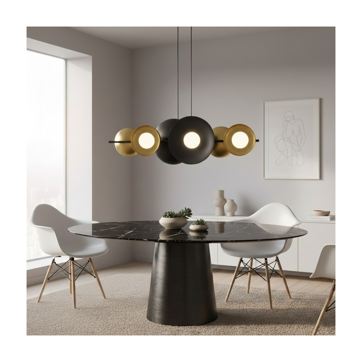 Emibig VOLUM 6 BL GOLD EM1483/6 kolor czarny z kategorii lampy wiszące