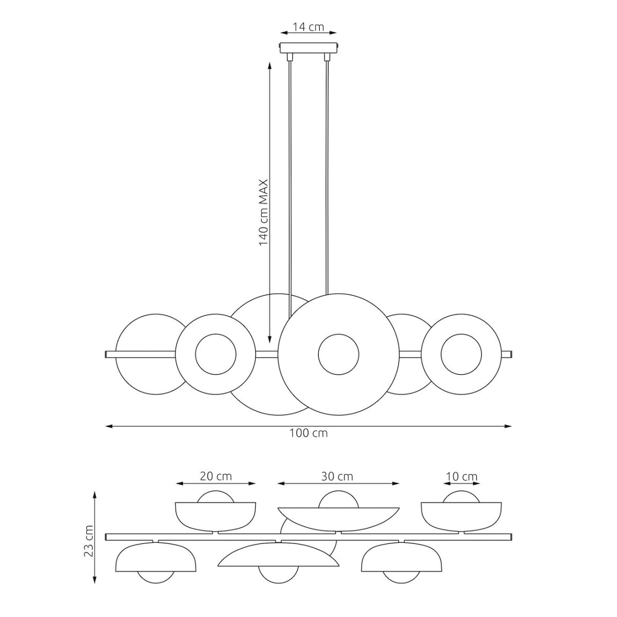 Emibig VOLUM 6 BL MIX EM1485/6 kolor czarny z kategorii lampy wiszące