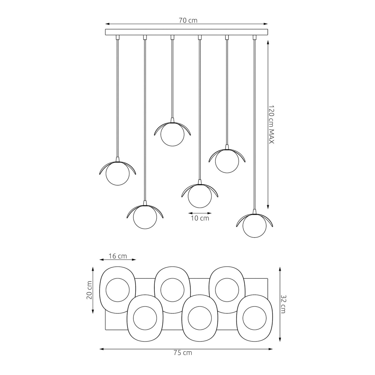 Emibig RITUAL 6 BLACK EM1490/6 kolor czarny z kategorii lampy wiszące