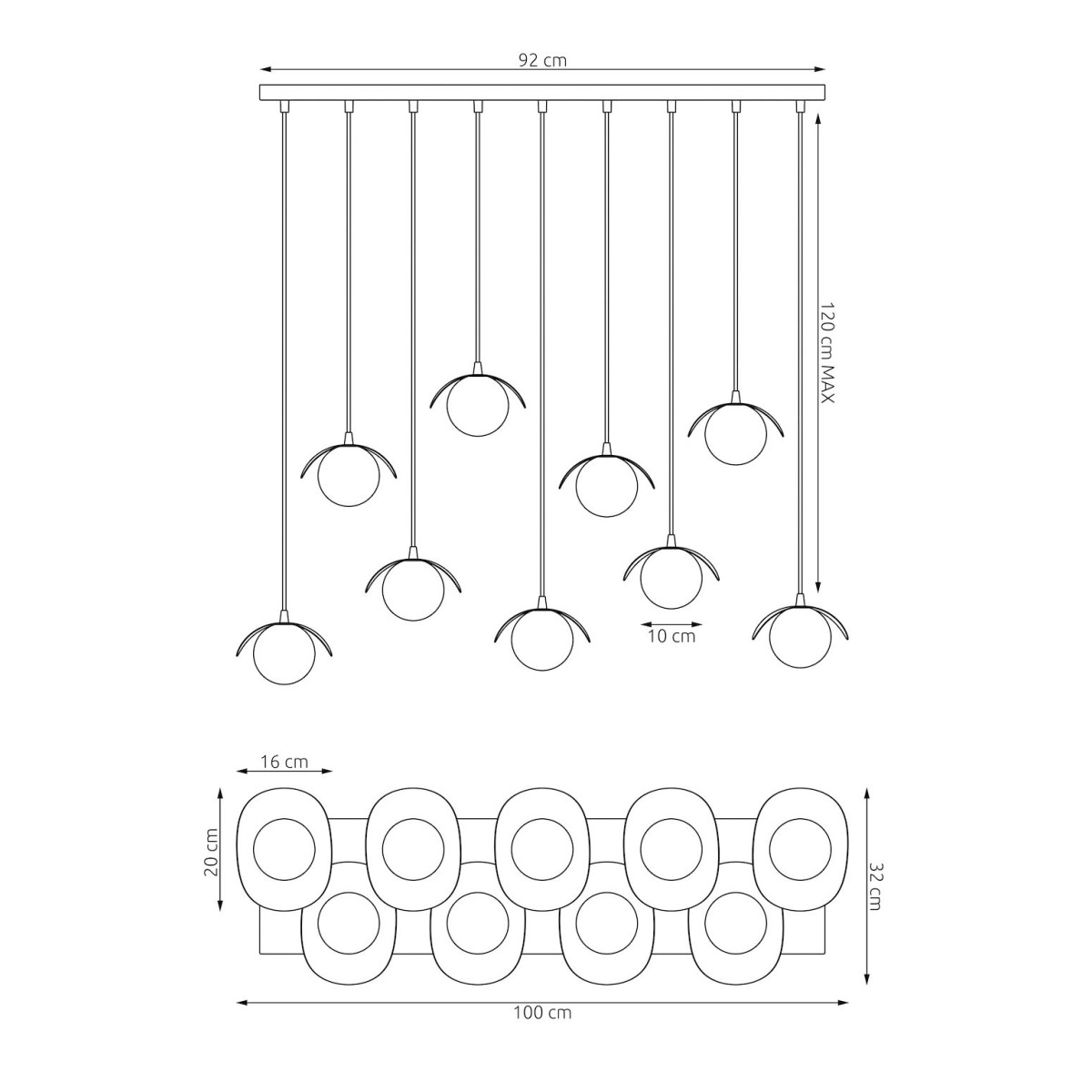 Emibig RITUAL 9 BLACK EM1490/9 kolor czarny z kategorii lampy wiszące