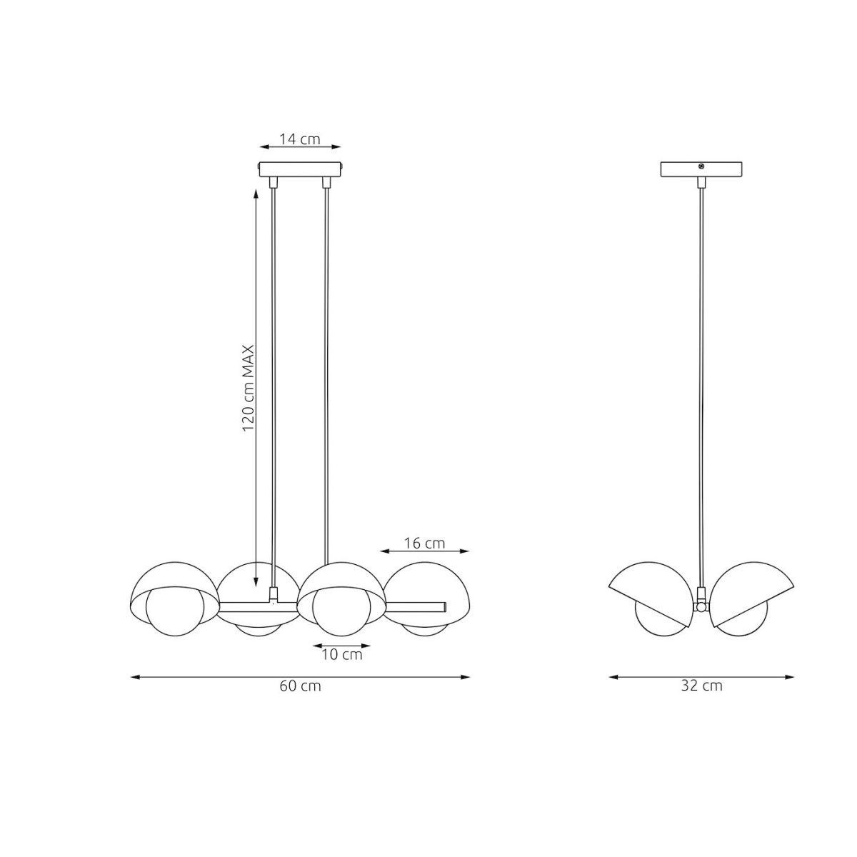 Emibig BOOM 4 MOKKA EM1590/4 kolor mocha z kategorii lampy wiszące