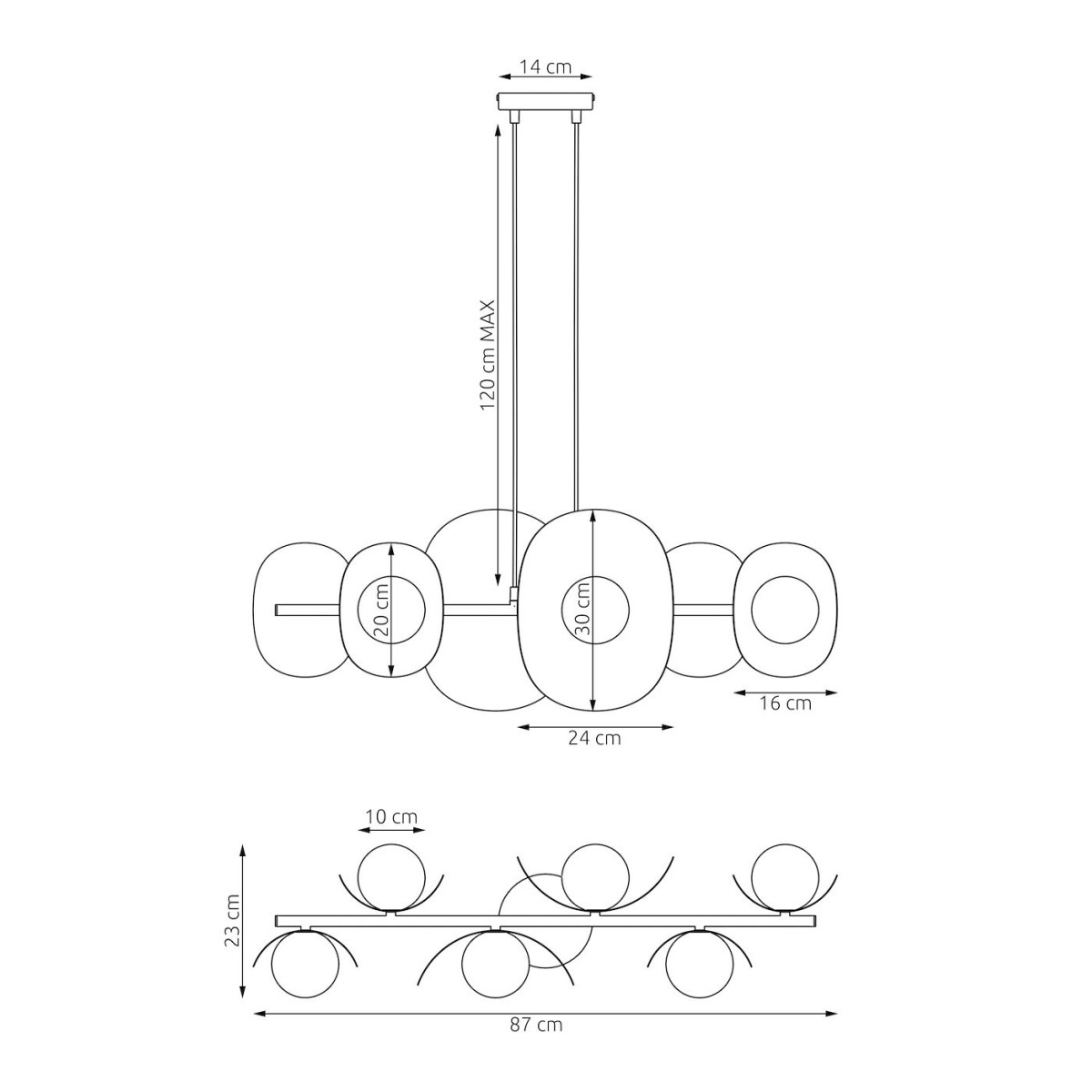 Emibig ELEMENTI 6 WHITE EM1492/6 kolor biały z kategorii lampy wiszące